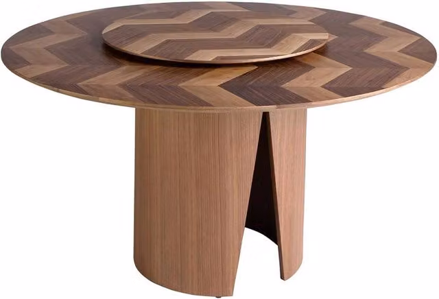 Angel Cerda Modern Round Walnut Dining Table in Brown, Diameter: 150 cm, Height: 76 cm