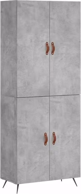 Berkfield Home Highboard in Concrete Grey, W/D/H: 69.5 x 34 x 180 cm