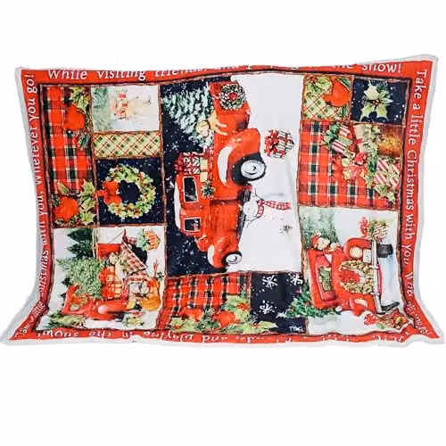Gr8 Home Christmas Patchwork Fleece Blanket, Multicolour Flannel Throw, W: 150 cm, L: 200 cm – 2