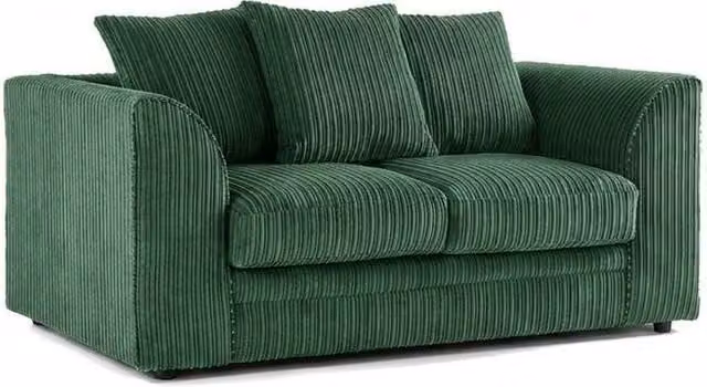 Sofa Scene Ltd Chicago 2 Seater Green Jumbo Cord Upholstered Sofa with Scatter Cushions – 1