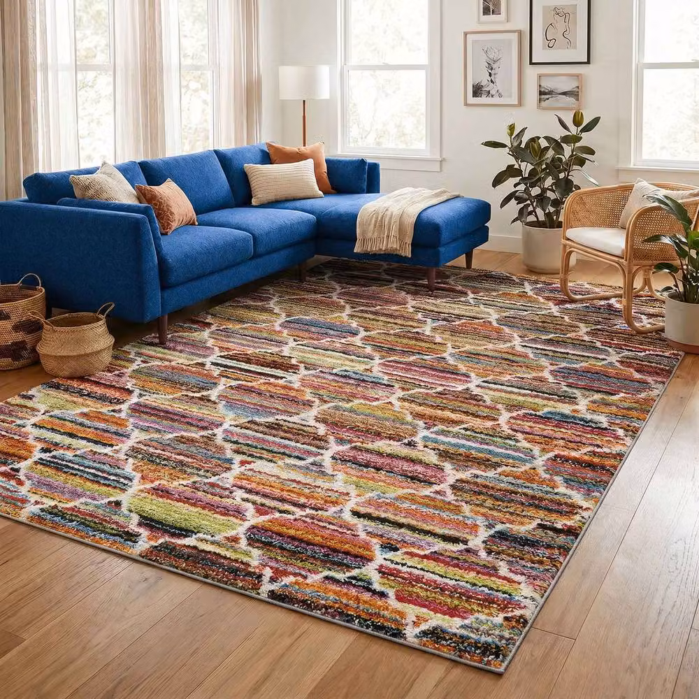 Desire Rugs Rio Geometric Multi-Colour Shaggy Area Rug, W: 200 cm, D: 290 cm – 3