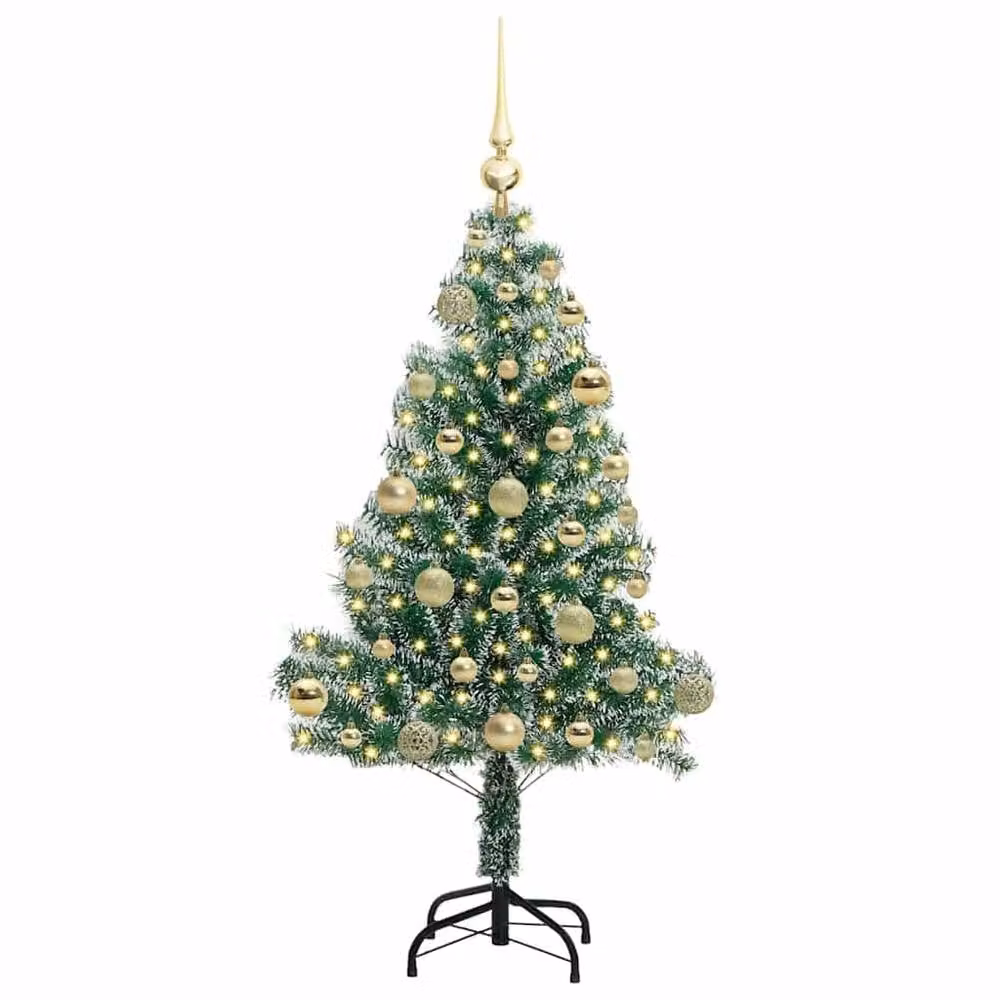 Berkfield Home Snow Flocked Artificial Christmas Tree with LED Lights, Green, Height: 120 cm – 3