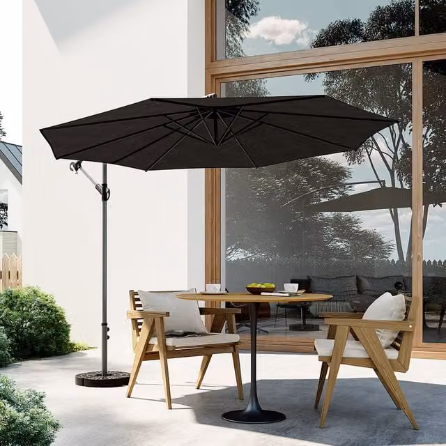 Breeins 3m Black Cantilever Parasol with Fillable Plastic Base