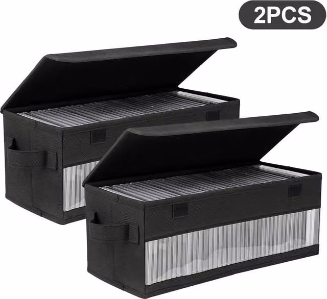Nordara 2-Piece Large Capacity CD Case Set in Black, Holds 165 Discs Each – 1