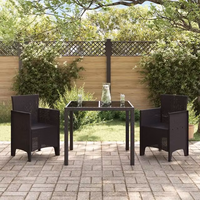 Berkfield Home Modern Brown Poly Rattan Garden Chairs, Set of 2