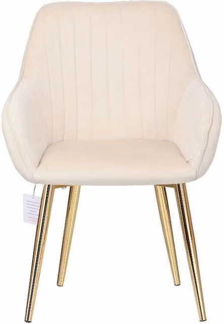 Hygrad Set of 2 Beige Velvet Dining Chairs with Gold Metal Legs