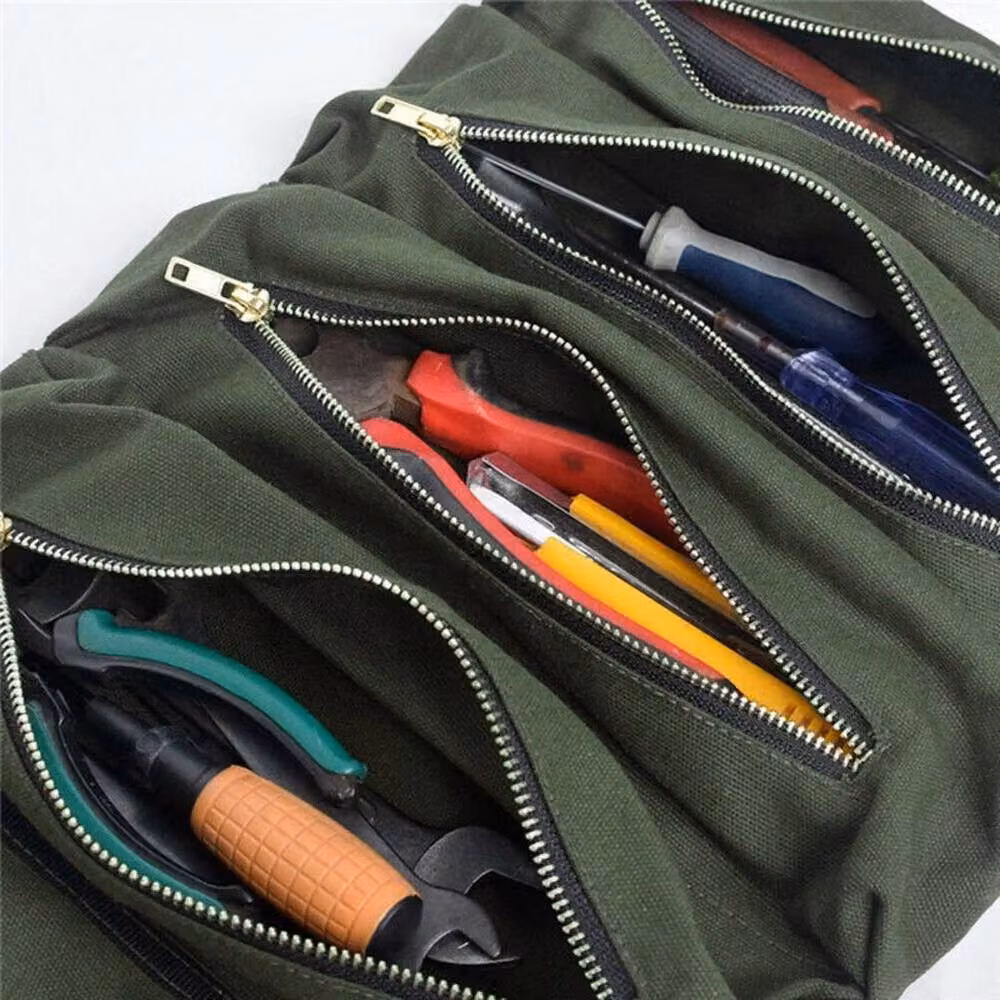 VOGREX Green Canvas Tool Roll Up Bag with Strap – 3