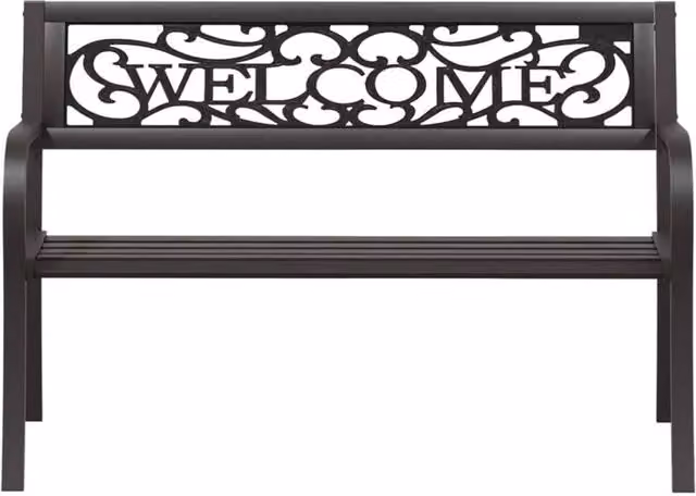 Berkfield Home Durable Garden Bench in Black Steel, W: 125 cm, H: 77 cm, D: 53 cm