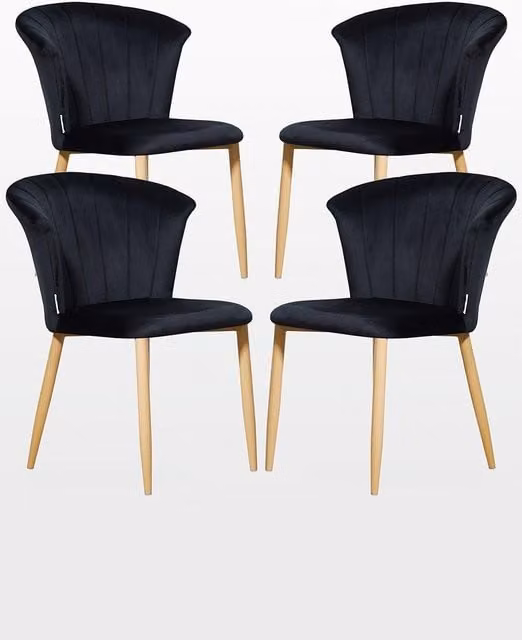 Life Interiors Elsa Set of 4 Velvet Dining Chairs in Black – 1