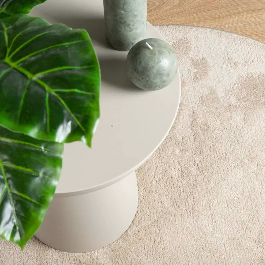 Berkfield Home OVIEDO Round Short Pile Rug in Beige, Diameter: 120 cm – 3