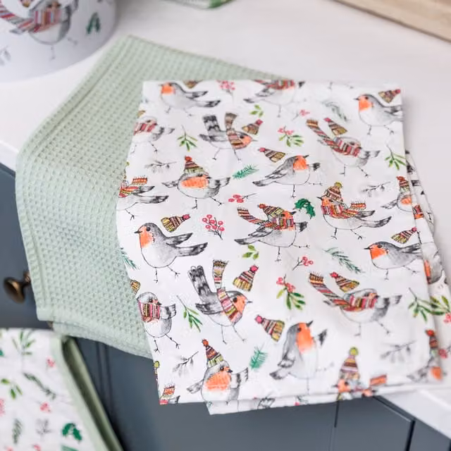 Mikasa Tipperleyhill Cotton Tea Towel Set of 2, White