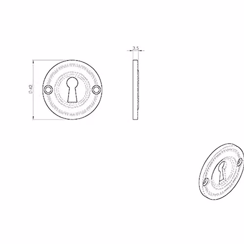 Loops 42mm Standard Keyhole Profile Escutcheon Rounded Ridge Plate in Polished Brass – 3