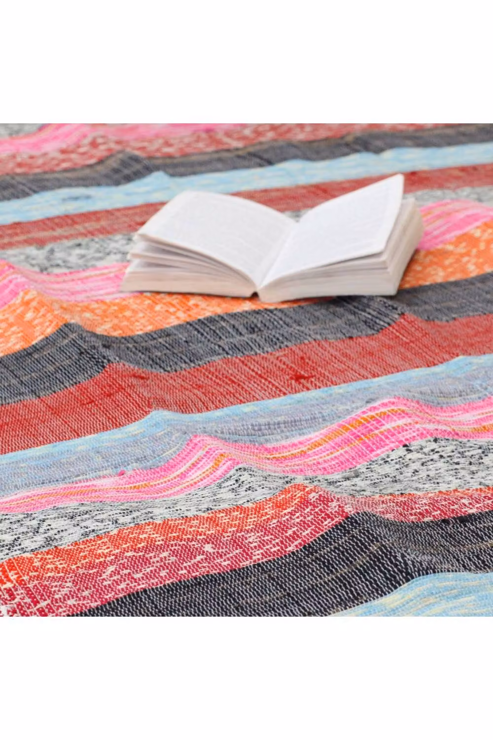 KDMD Multicolour Striped Rectangular Rag Rug, W: 156 cm, D: 90 cm – 3