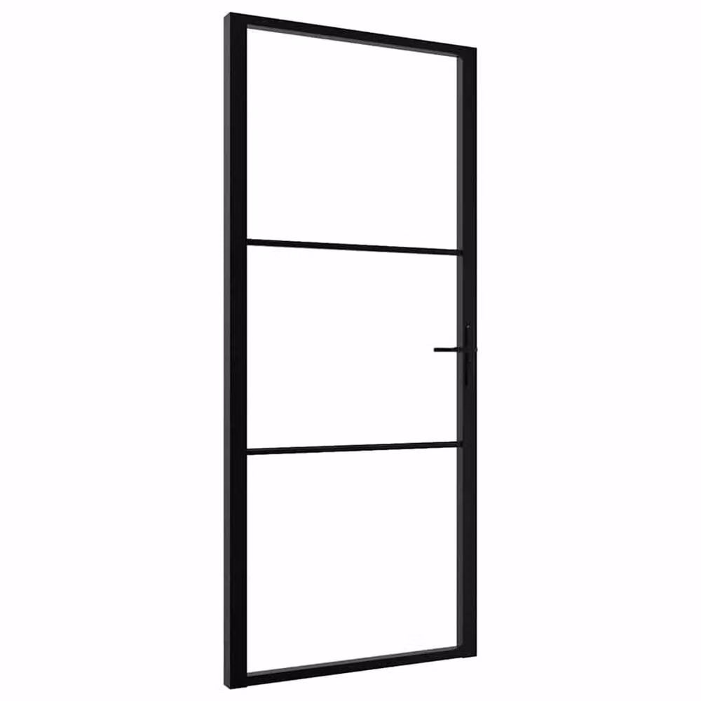 Berkfield Interior Door with ESG Glass and Aluminium Frame, Black, W: 102.5 cm, H: 201.5 cm – 3