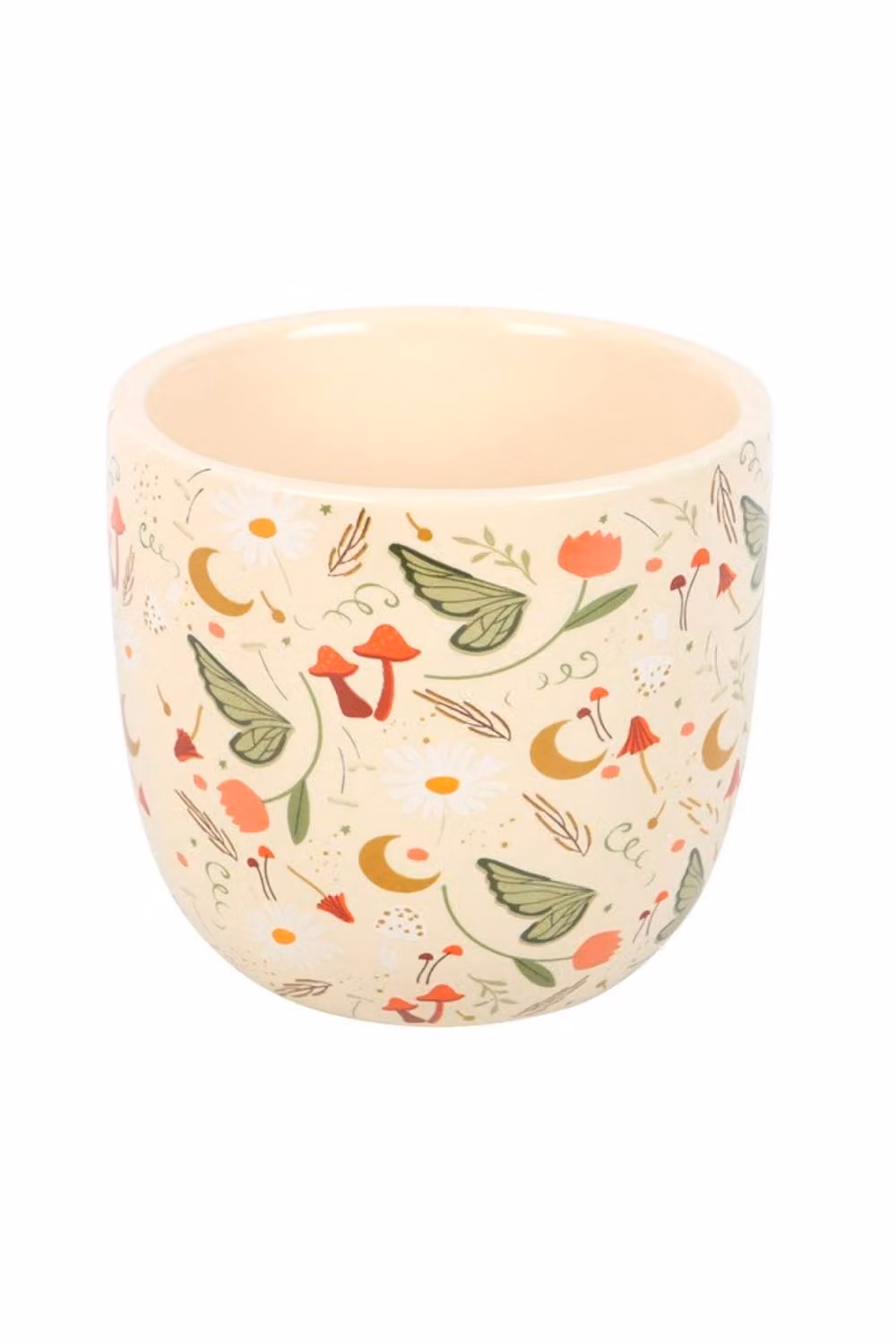 KDMD Fairy Folklore Floral Print Ceramic Tabletop Plant Pot in Beige – 2