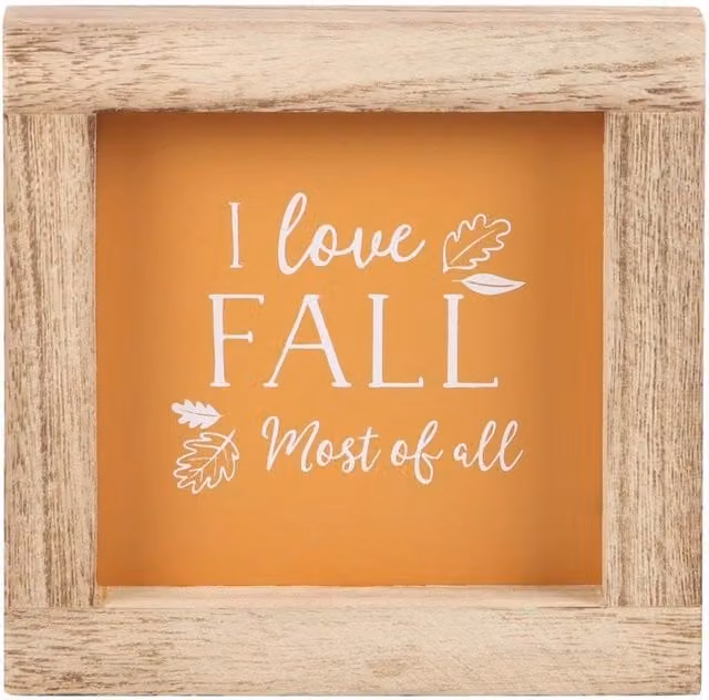 Something Different Orange I Love Fall Most Of All Wooden Framed Hanging Sign