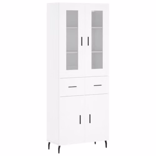 vidaXL Modern White Highboard with Doors and Drawers, H x W x D: 180 x 69.5 x 34 cm – 1