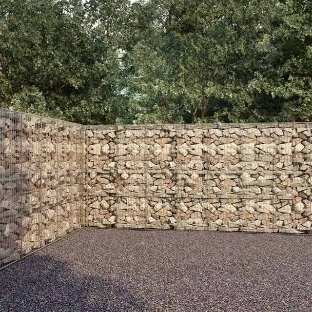 Berkfield Home Silver Galvanised Steel Gabion Wall with Covers W: 600 cm, D: 30 cm, H: 200 cm