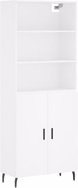 Berkfield Home White Matt Highboard W/D/H: 69.5 x 34 x 180 cm