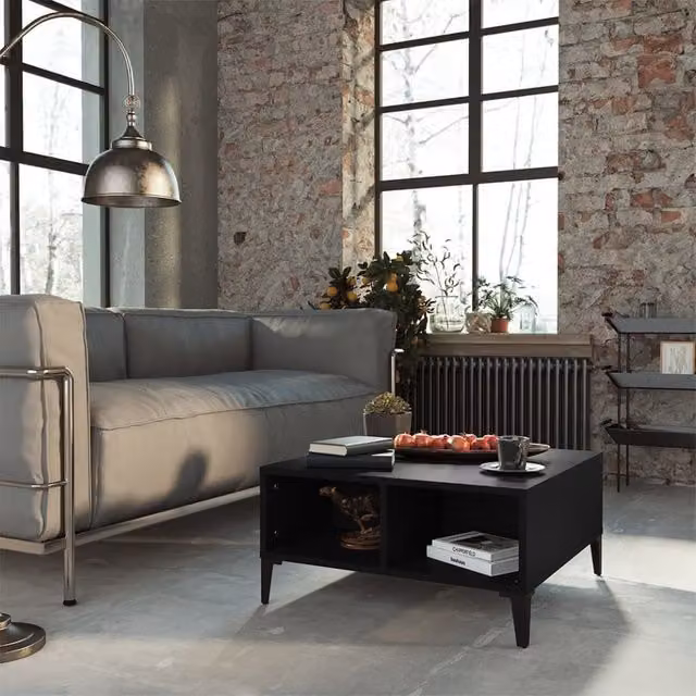 Berkfield Home Modern Black Square Coffee Table W/D/H: 60 x 60 x 30 cm