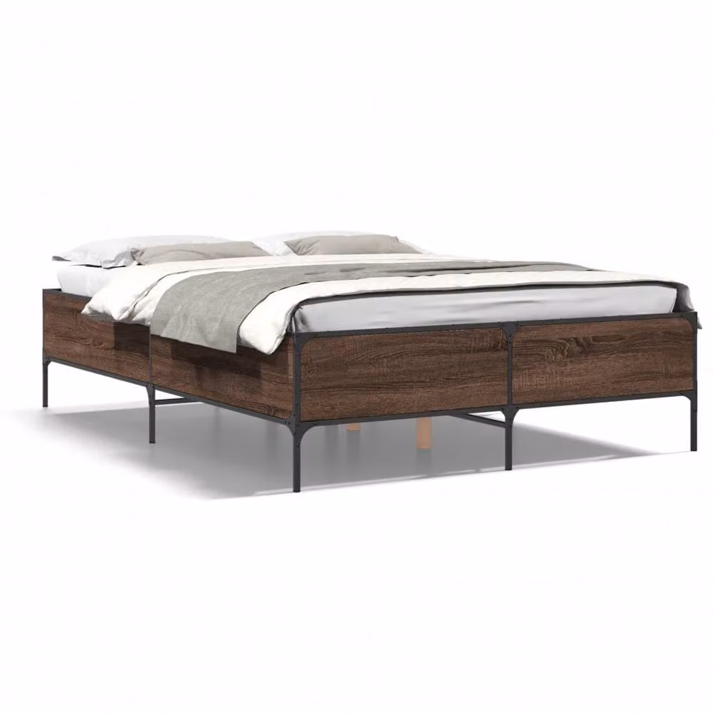 Berkfield Home Durable Bed Frame in Brown Oak, W/D/H: 190 x 140 x 44 cm – 3