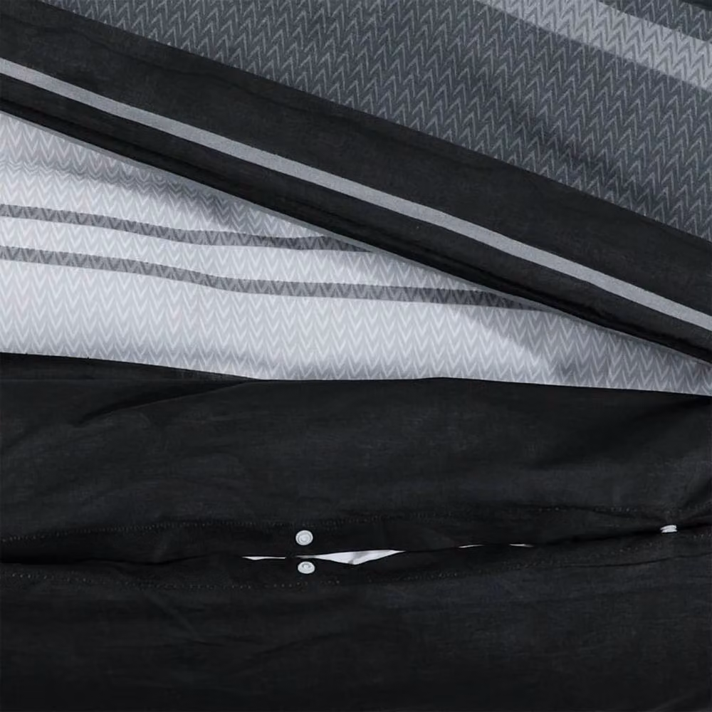 Berkfield Home Striped Cotton Duvet Cover and Pillowcase Set in Black and White, 200 x 200 cm – 4