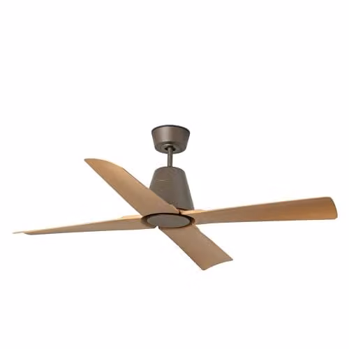Netlighting Typhoon Medium Brown Wood IP44 DC Ceiling Fan with Remote Control