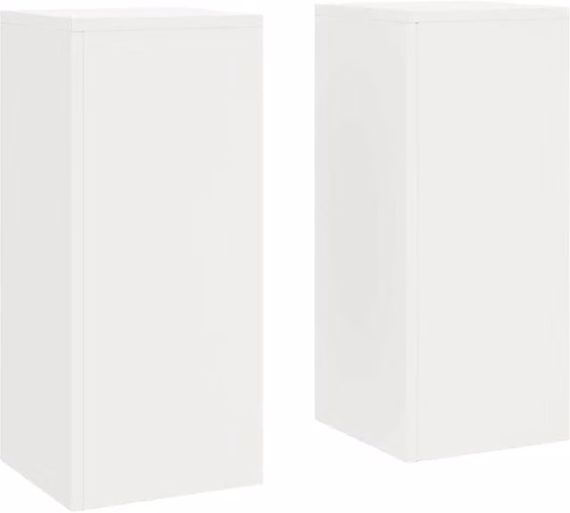 Berkfield Home Set of 2 Modern Outdoor Metal Plant Stands in White, W/D/H: 24 x 24 x 55 cm – 1