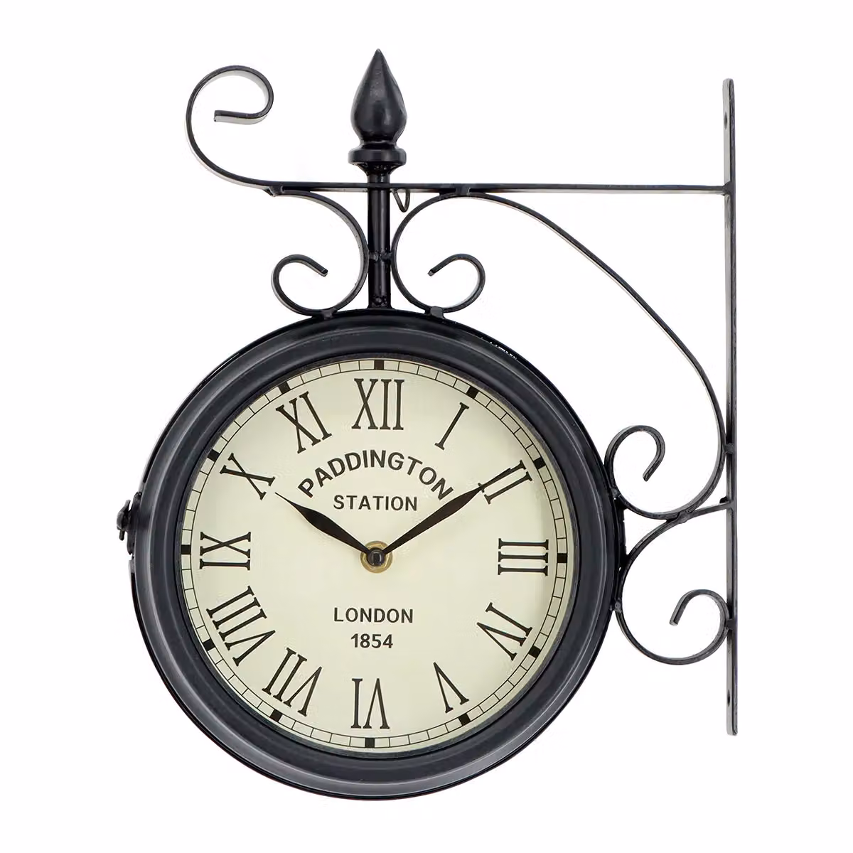 Charles Bentley Paddington Black Metal Double Sided Round Outdoor Wall Clock – 4