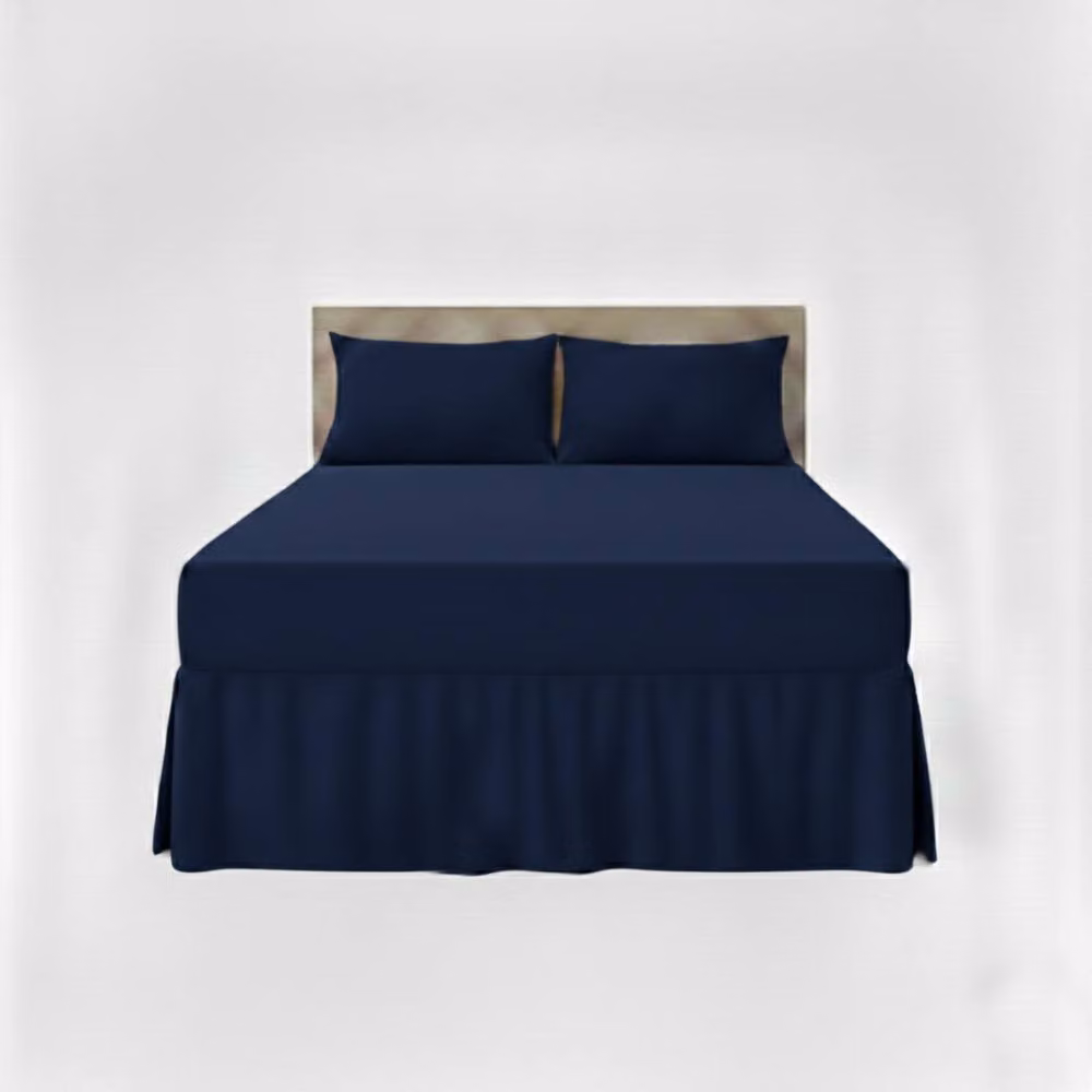 Snug City Navy Blue Polycotton Fitted Valance Bed Sheet with Frill, Super King, 200 x 200 cm – 2
