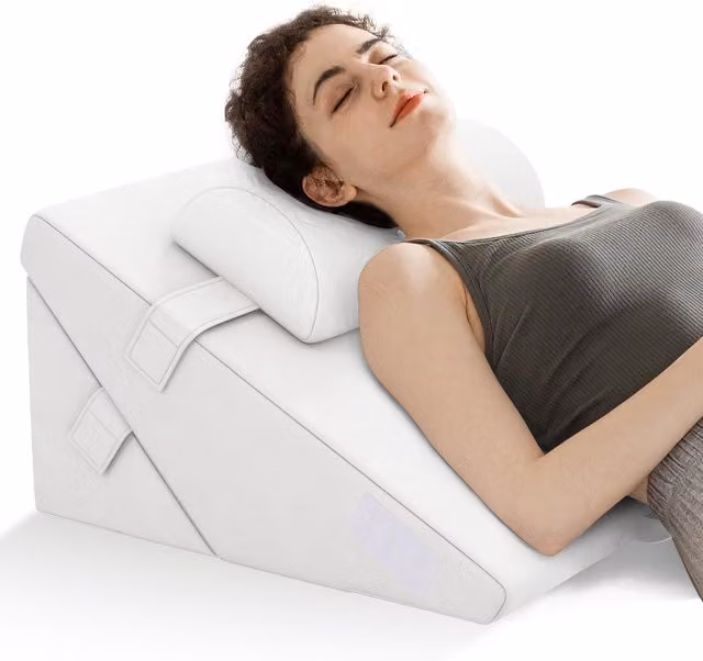 Costway 3 Piece Memory Foam Bed Wedge Pillow Set in White