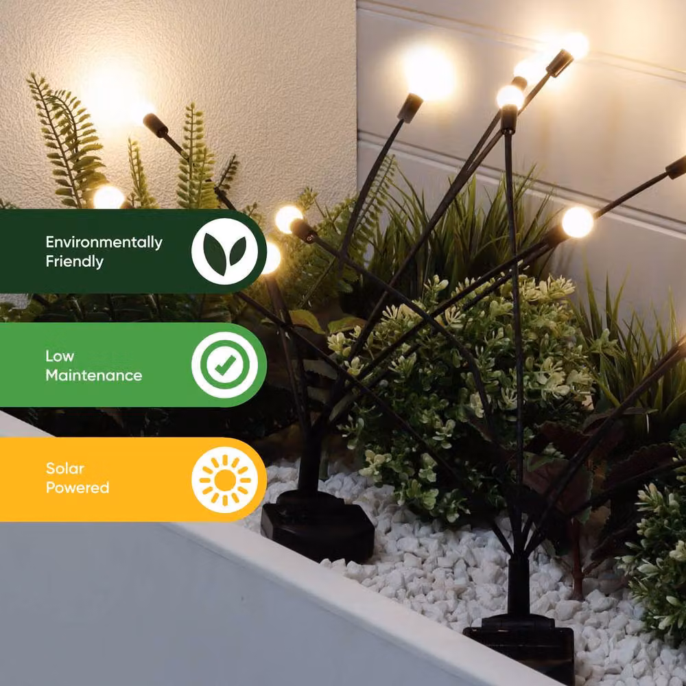 Gardenwize Solar LED Firefly Sphere Lights in Black, Pack of 2 – 4