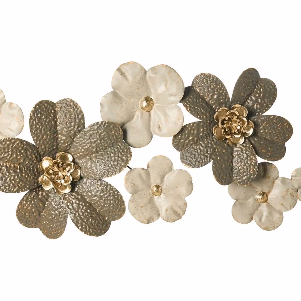 Wyld and Coco Handmade Gold and Beige Metal Floral Wall Decor – 2