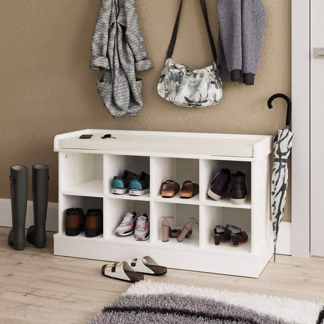 GFW Kempton White Modern Lacquered MDF Shoe Rack – 2
