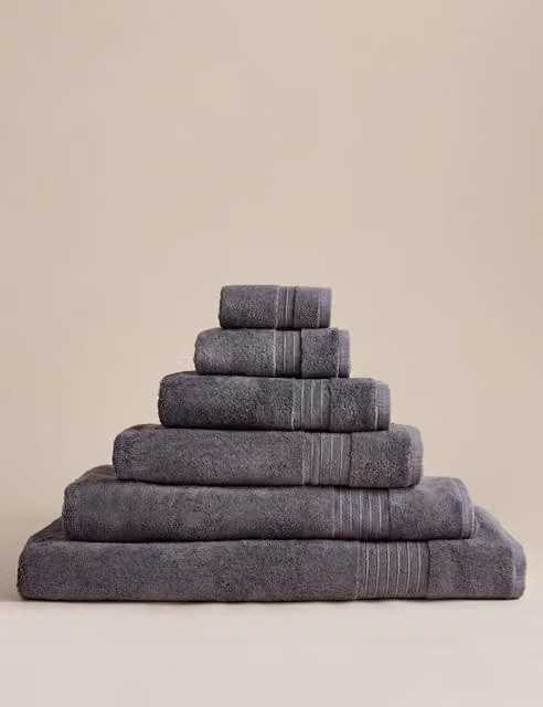 M&S Egyptian Cotton Fluffy Quick Drying Towel in Charcoal Grey