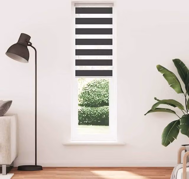 Berkfield Home Black Zebra Blind, Polyester Fabric, W: 60 cm, H: 230 cm
