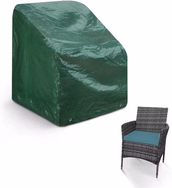 VOGREX Heavy Duty Water Repellent Stacking Patio Garden Dining Chair Cover in Green, H x W x D: 107 x 68 x 61 cm