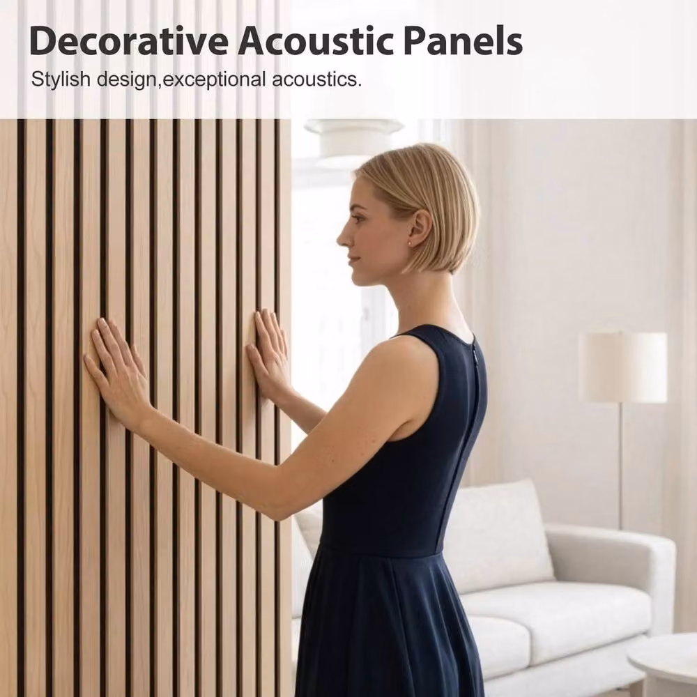 FLAVORA 2-Piece Wooden Acoustic Felt Wall Panels in Brown – 3