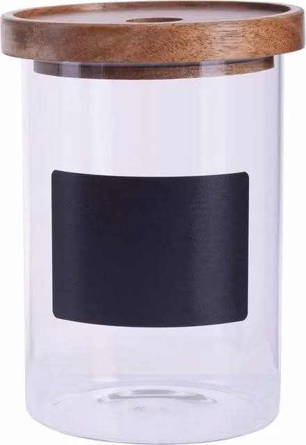 Orsina Airtight Glass Storage Jar with Chalkboard Lid and 950ml Capacity in Clear