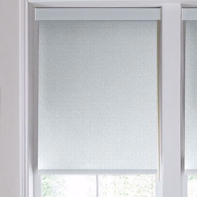 Laura Ashley Sycamore Made to Measure Roller Blind in Pale Seaspray Blue and White Semi-Transparent Polyester