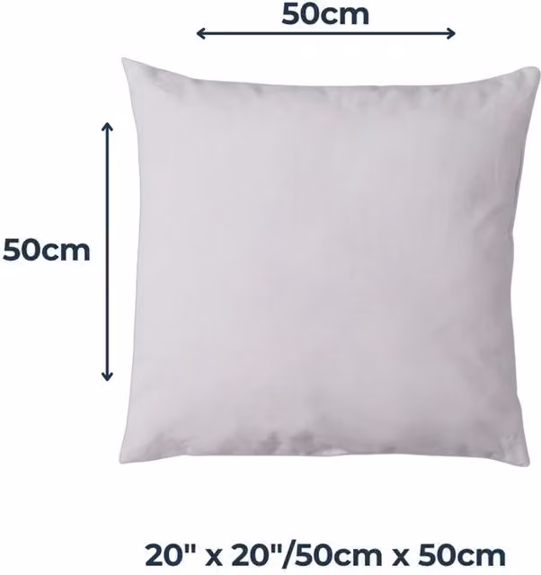 MHG Living White Square Hollowfibre Cushion Insert Pad, W/D/H: 50.8 x 50.8 x 50.8 cm