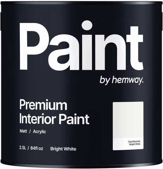 Hemway Matt Acrylic Interior Dispersion Paint in Bright White, 2.5 l