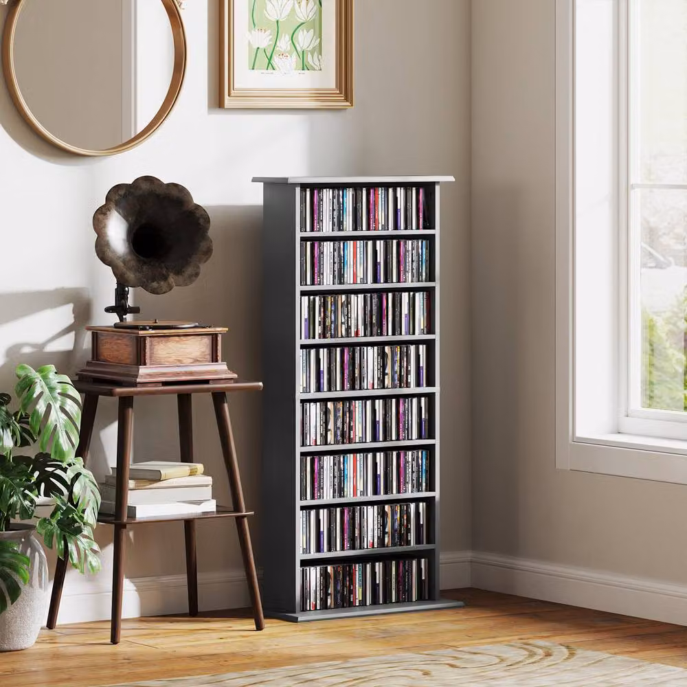 STILVORA Grey CD Storage Unit with Adjustable Shelves – 2