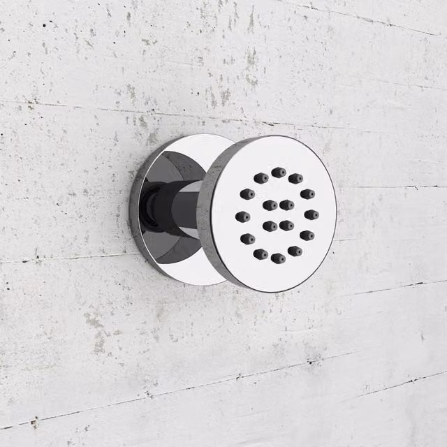Nes Home Single Round Shower Bath Body Massage Jets in Chrome Metallic Silver