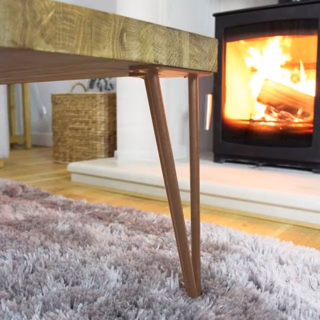 SkiSki 4 Pack of 12cm Hairpin Legs with 2 Prongs and 10mm Diameter in Antique Copper and Gold
