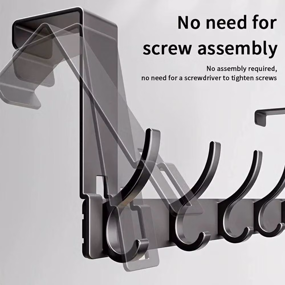 SPETLEK Over The Door Hanger with 14 Metal Hooks in Black – 2
