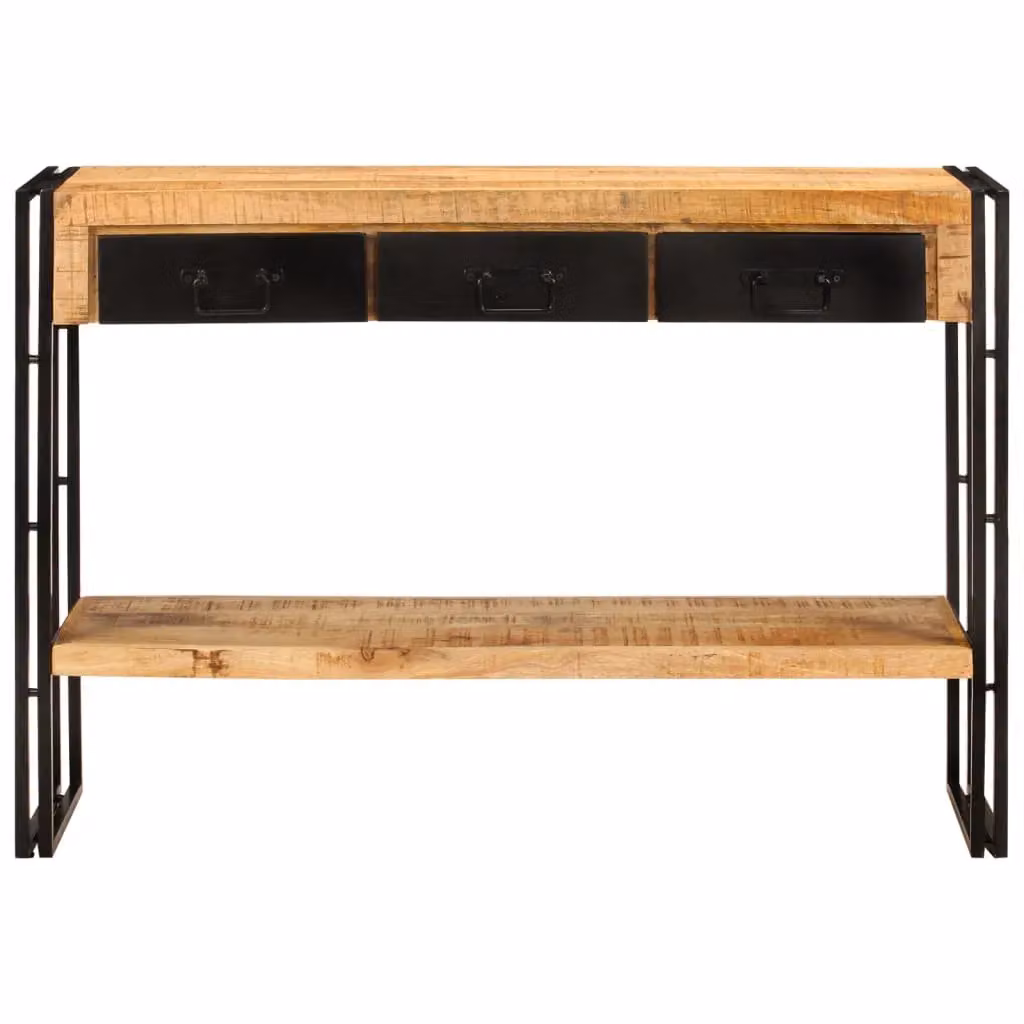 Berkfield Home Black Solid Mango Wood Console Table W/D/H: 110 x 30 x 76 cm – 2