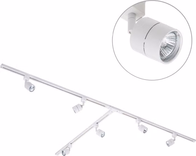 Litecraft T Shape Track Light Kit with Soho Spotlight Heads and LED Bulbs, White