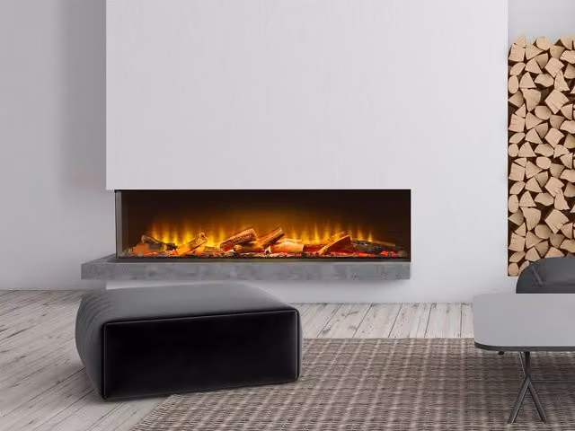Acantha Aspire 125 Corner View Media Wall Electric Fire in Black