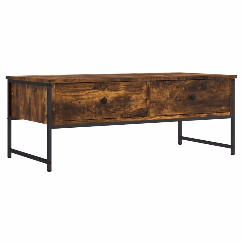 Berkfield Home Smoked Oak Coffee Table in Brown, W: 101 cm, D: 49 cm, H: 39.5 cm – 2